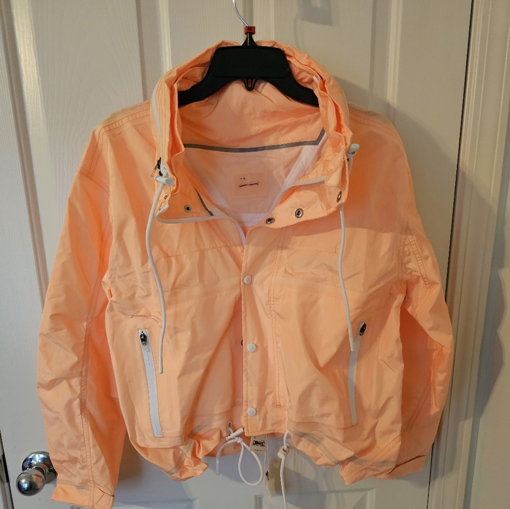 Free People Orange Utility Jacket with Adjustable Waist - oversized